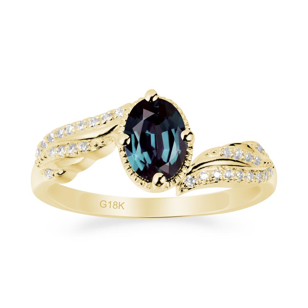 Bypass Band Oval Alexandrite Ring - LUO Jewelry #metal_18k yellow gold