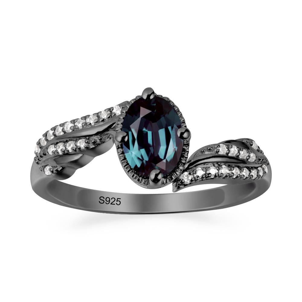 Bypass Band Oval Alexandrite Ring - LUO Jewelry #metal_black finish sterling silver