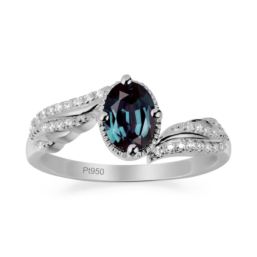 Bypass Band Oval Alexandrite Ring - LUO Jewelry #metal_platinum