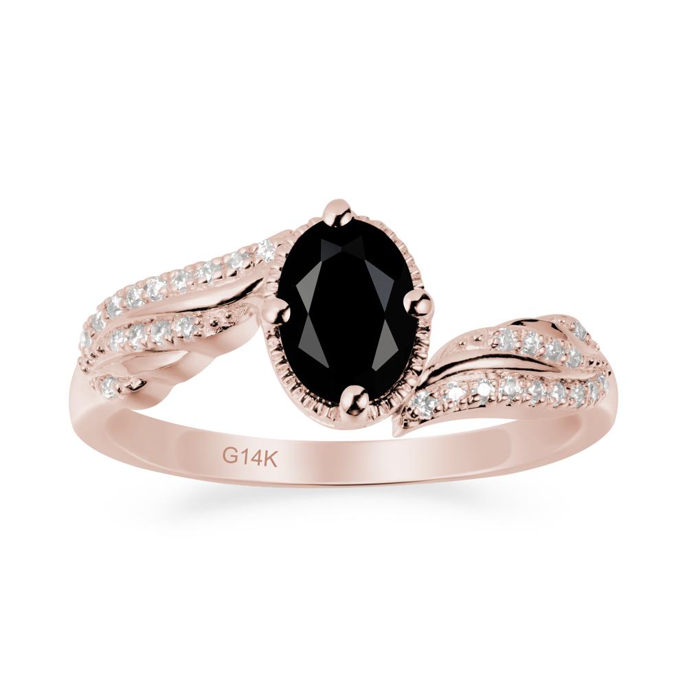 Angel Wings Inspired Black Spinel Ring - LUO Jewelry #metal_14k rose gold