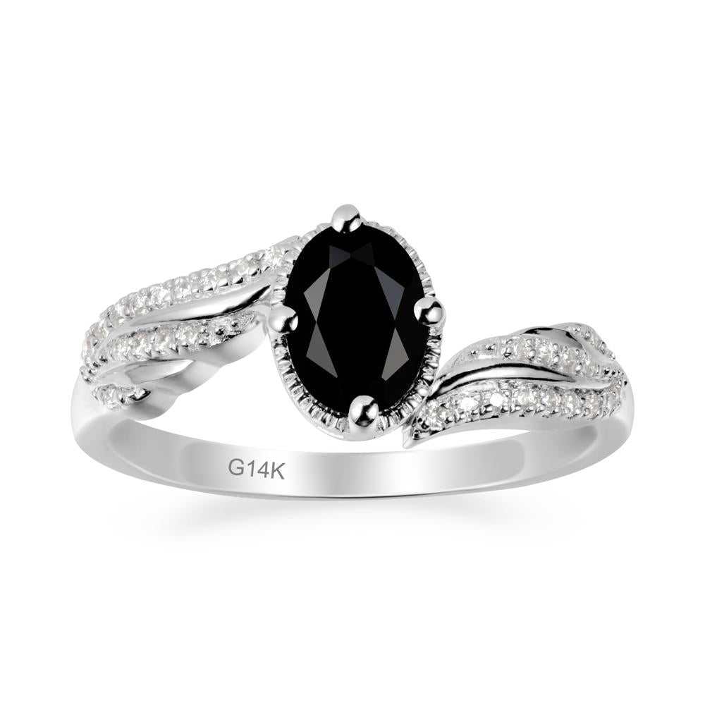 Angel Wings Inspired Black Spinel Ring - LUO Jewelry #metal_14k white gold
