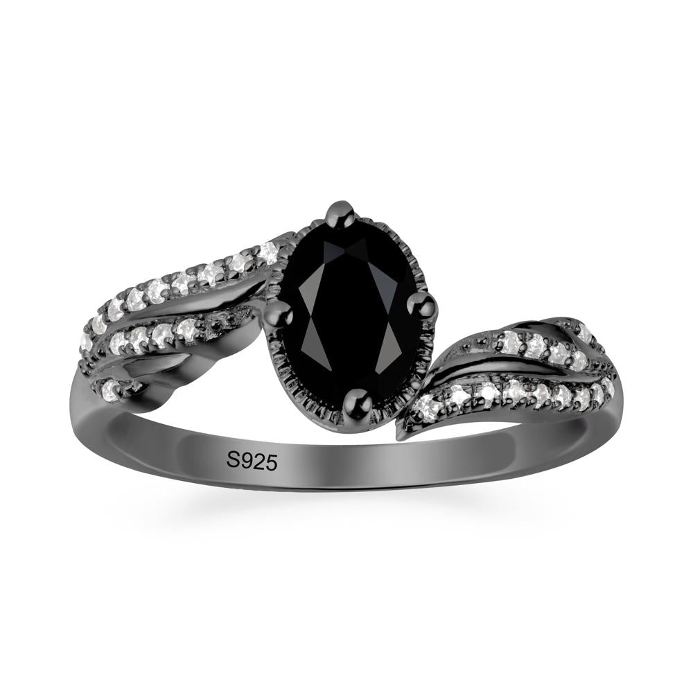 Angel Wings Inspired Black Spinel Ring - LUO Jewelry #metal_black finish sterling silver