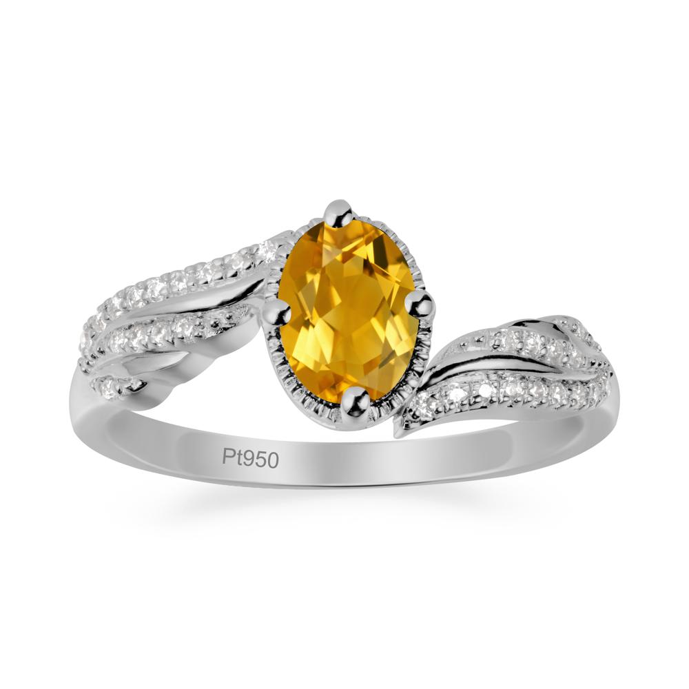 Oval Citrine Ring with Milgrain Halo - LUO Jewelry #metal_platinum