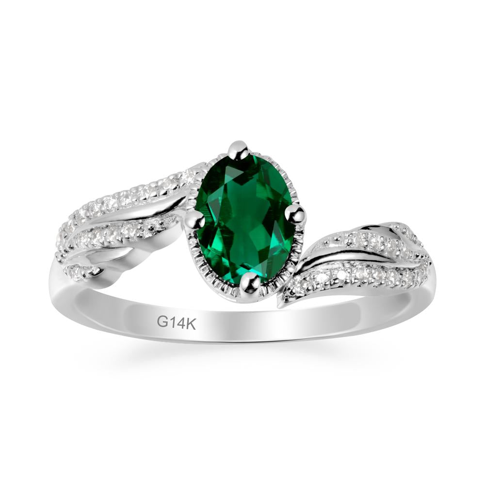 Angel Wings Inspired Emerald Ring - LUO Jewelry #metal_14k white gold
