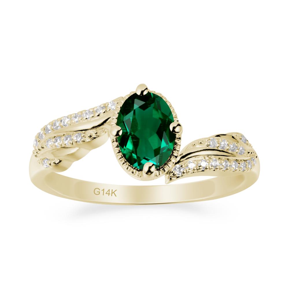 Angel Wings Inspired Emerald Ring - LUO Jewelry #metal_14k yellow gold