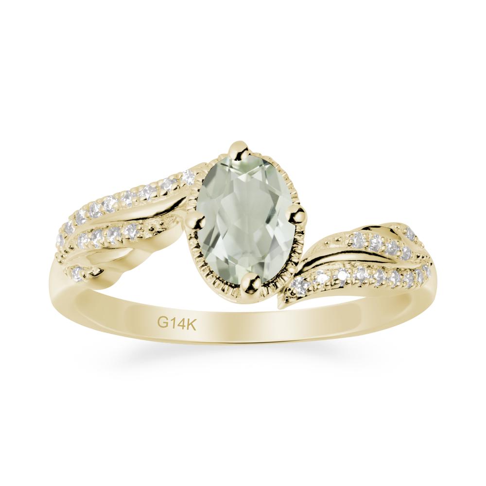 Bypass Band Oval Green Amethyst Ring - LUO Jewelry #metal_14k yellow gold