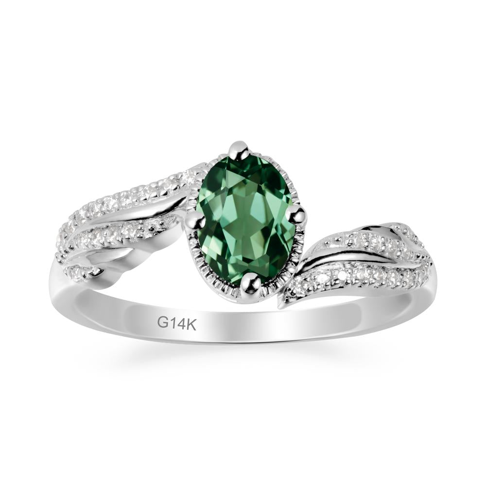 Angel Wings Inspired Green Sapphire Ring - LUO Jewelry #metal_14k white gold