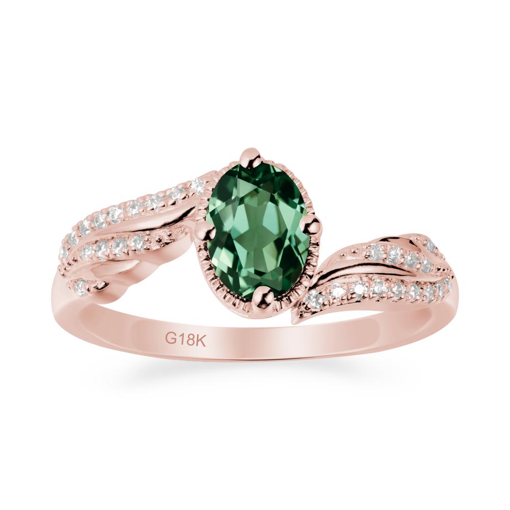 Angel Wings Inspired Green Sapphire Ring - LUO Jewelry #metal_18k rose gold