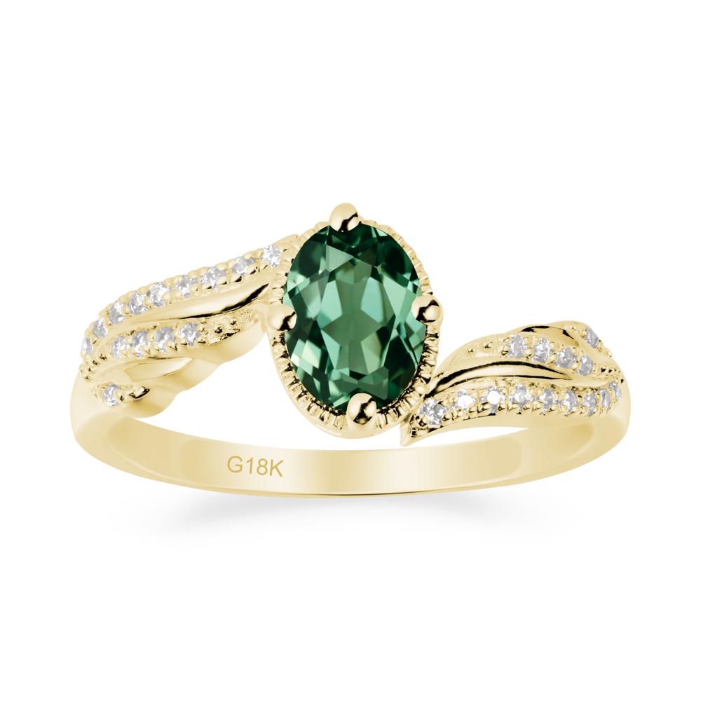 Angel Wings Inspired Green Sapphire Ring - LUO Jewelry #metal_18k yellow gold