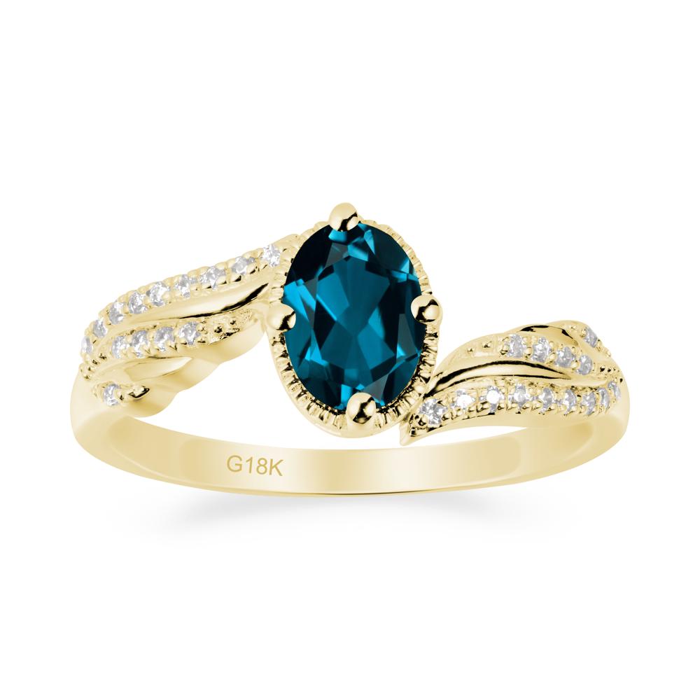 Bypass Band Oval London Blue Topaz Ring - LUO Jewelry #metal_18k yellow gold