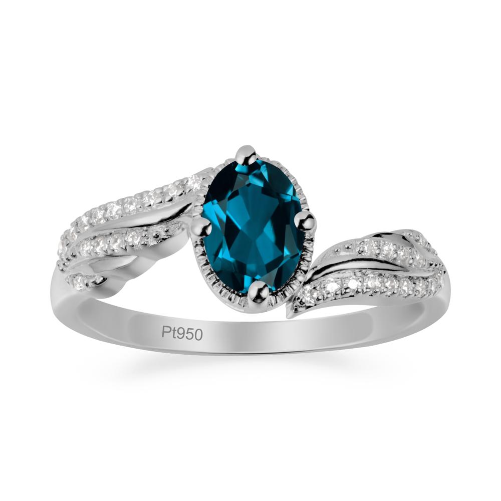 Bypass Band Oval London Blue Topaz Ring - LUO Jewelry #metal_platinum