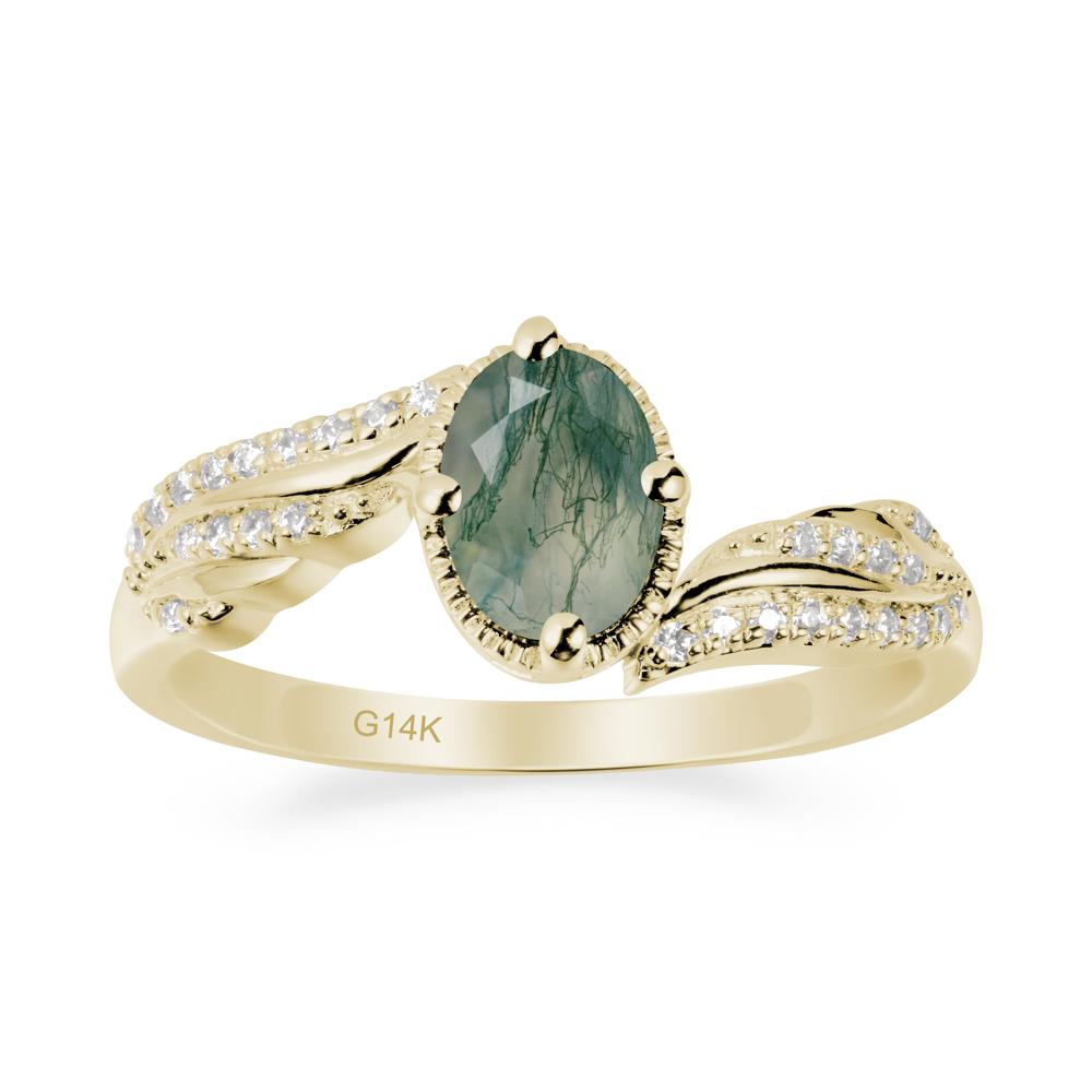 Angel Wings Inspired Moss Agate Ring - LUO Jewelry #metal_14k yellow gold