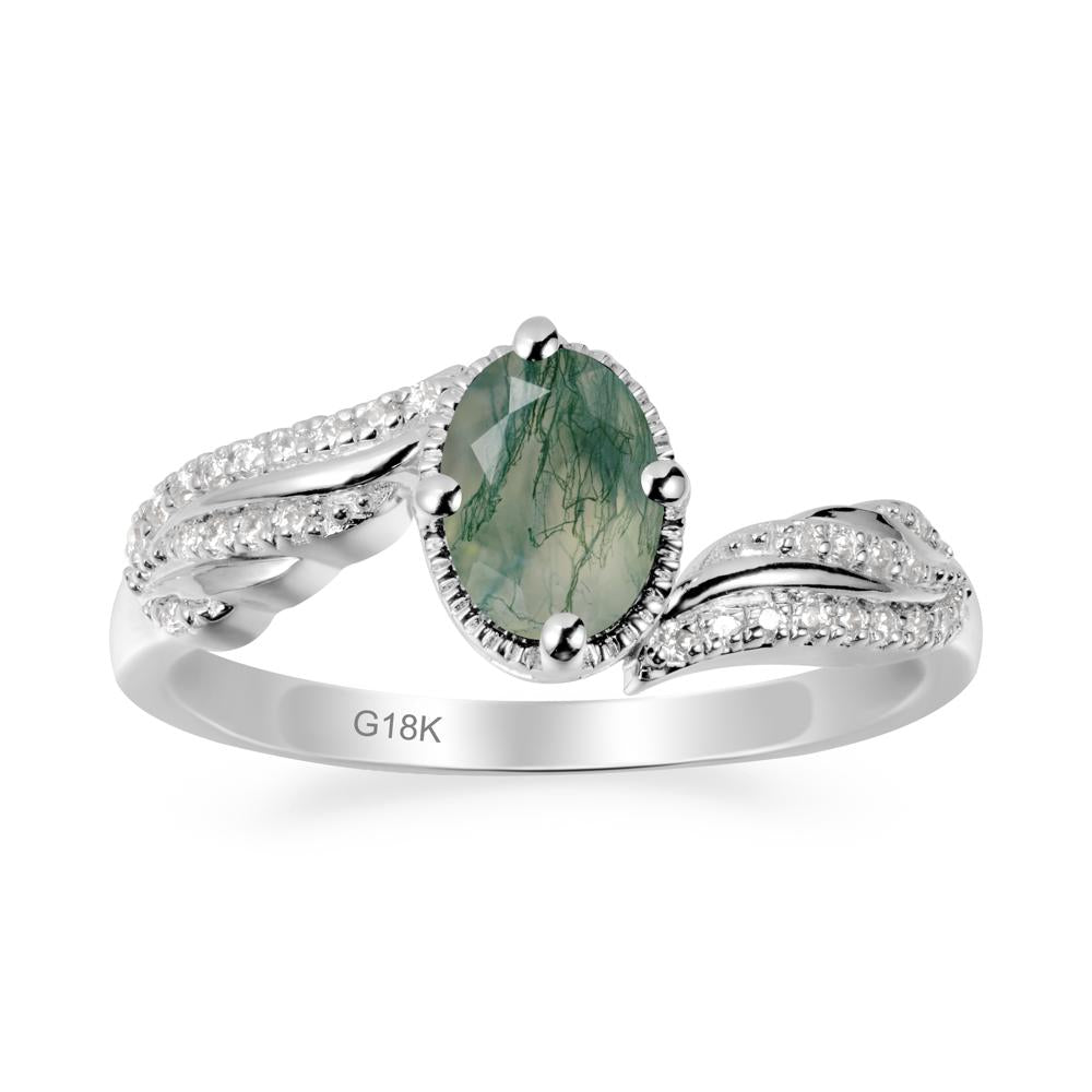 Angel Wings Inspired Moss Agate Ring - LUO Jewelry #metal_18k white gold