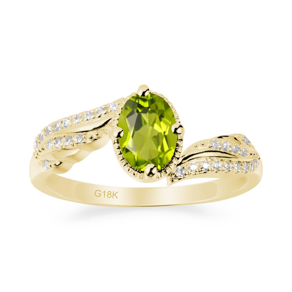 Bypass Band Oval Peridot Ring - LUO Jewelry #metal_18k yellow gold