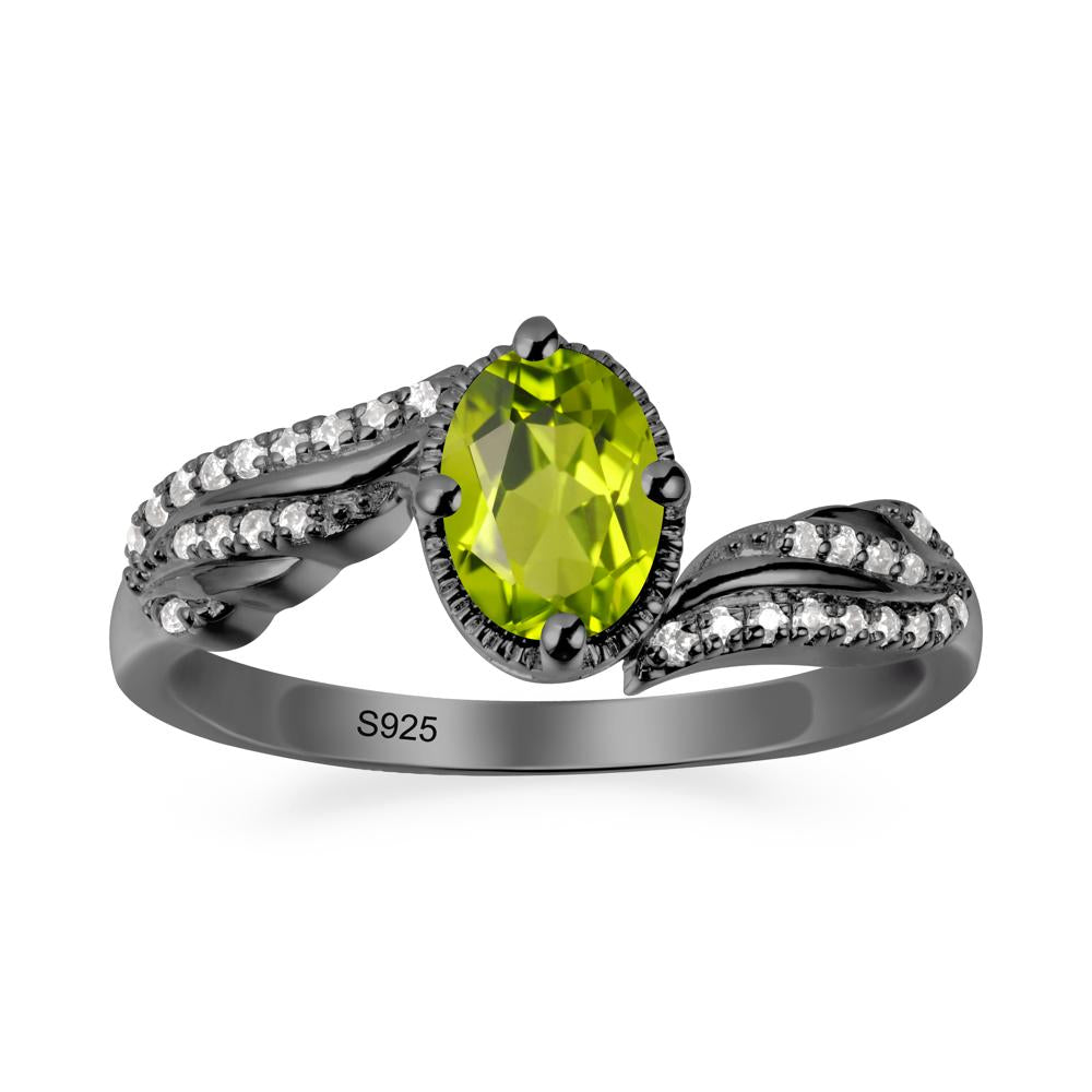 Bypass Band Oval Peridot Ring - LUO Jewelry #metal_black finish sterling silver