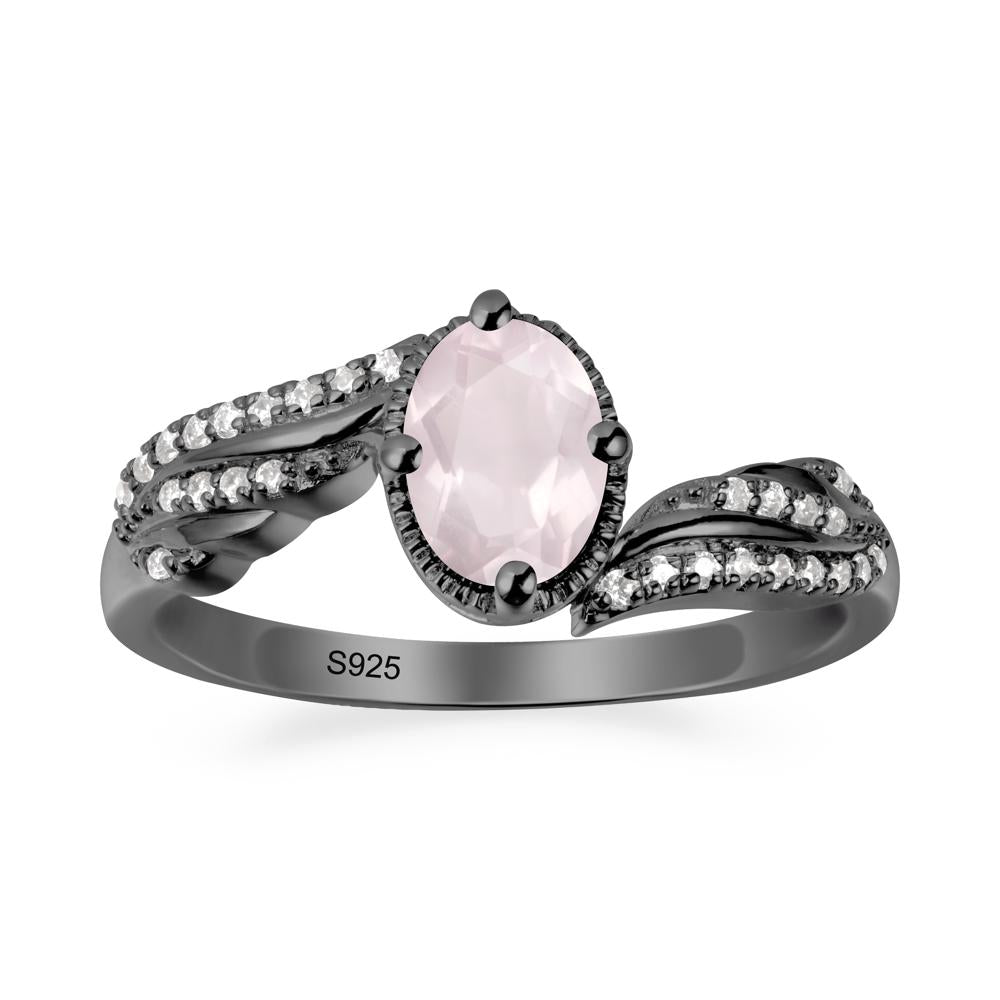 Angel Wings Inspired Rose Quartz Ring - LUO Jewelry #metal_black finish sterling silver