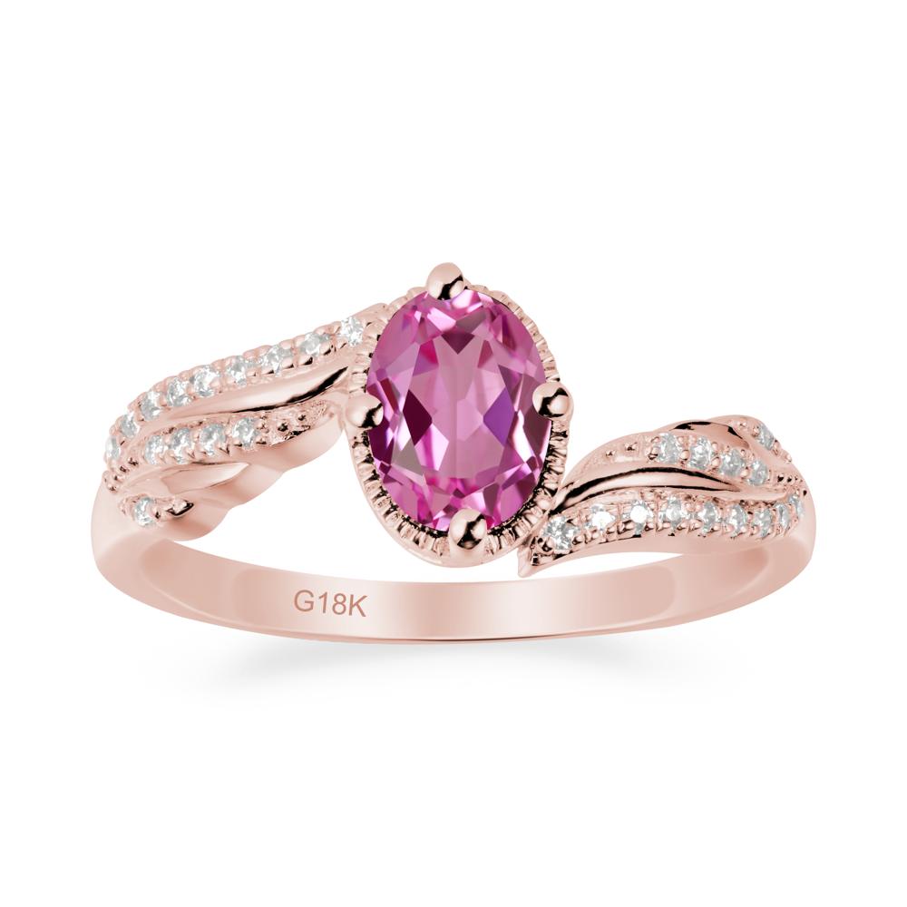 Oval Pink Sapphire Ring with Milgrain Halo - LUO Jewelry #metal_18k rose gold