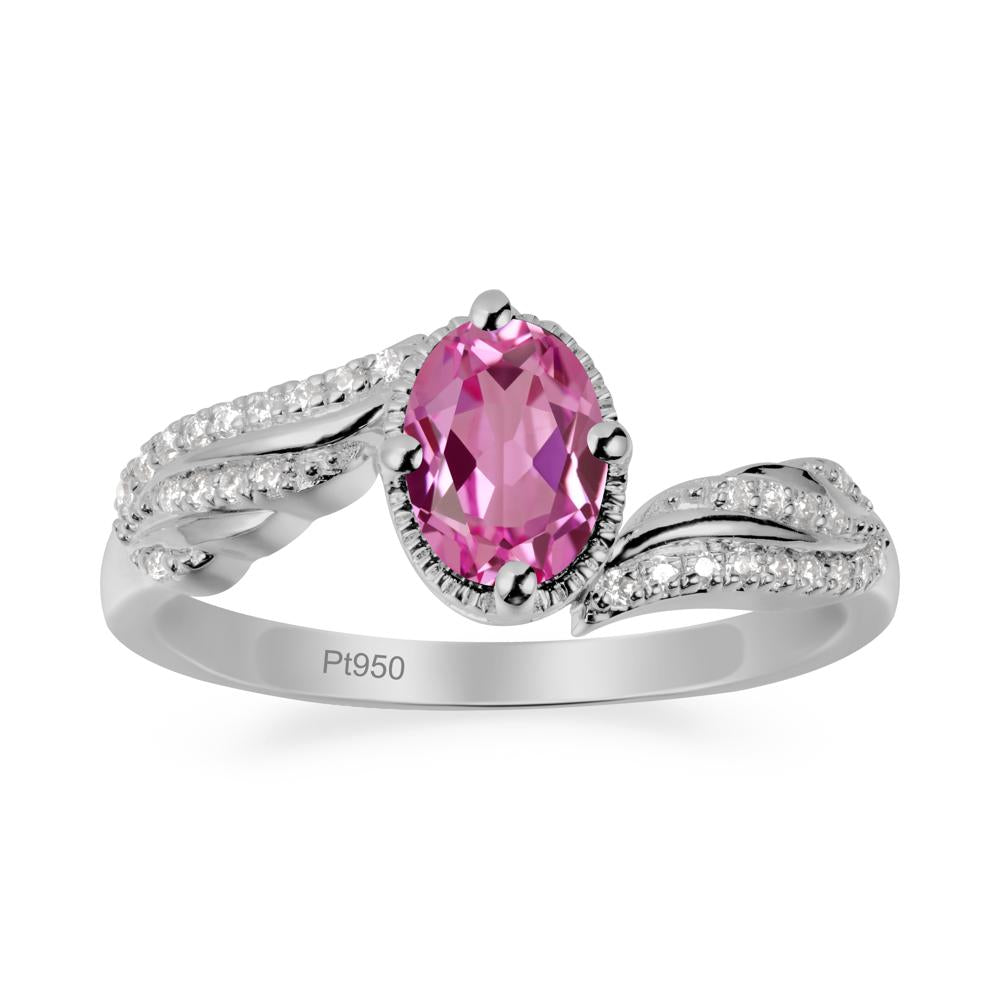 Oval Pink Sapphire Ring with Milgrain Halo - LUO Jewelry #metal_platinum