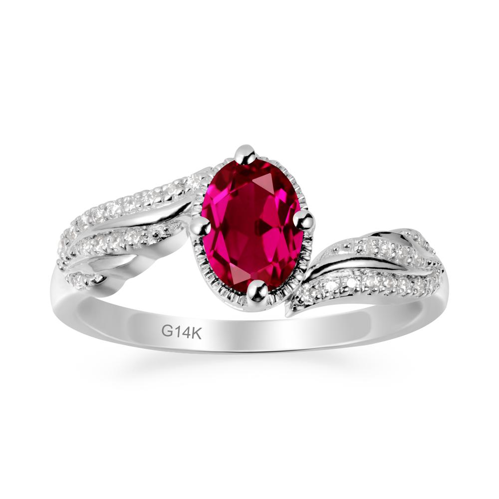 Bypass Band Oval Ruby Ring - LUO Jewelry #metal_14k white gold