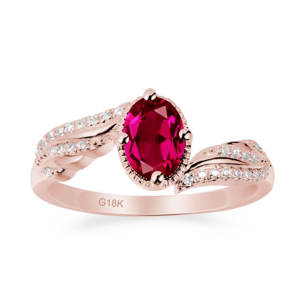 Bypass Band Oval Ruby Ring - LUO Jewelry #metal_18k rose gold