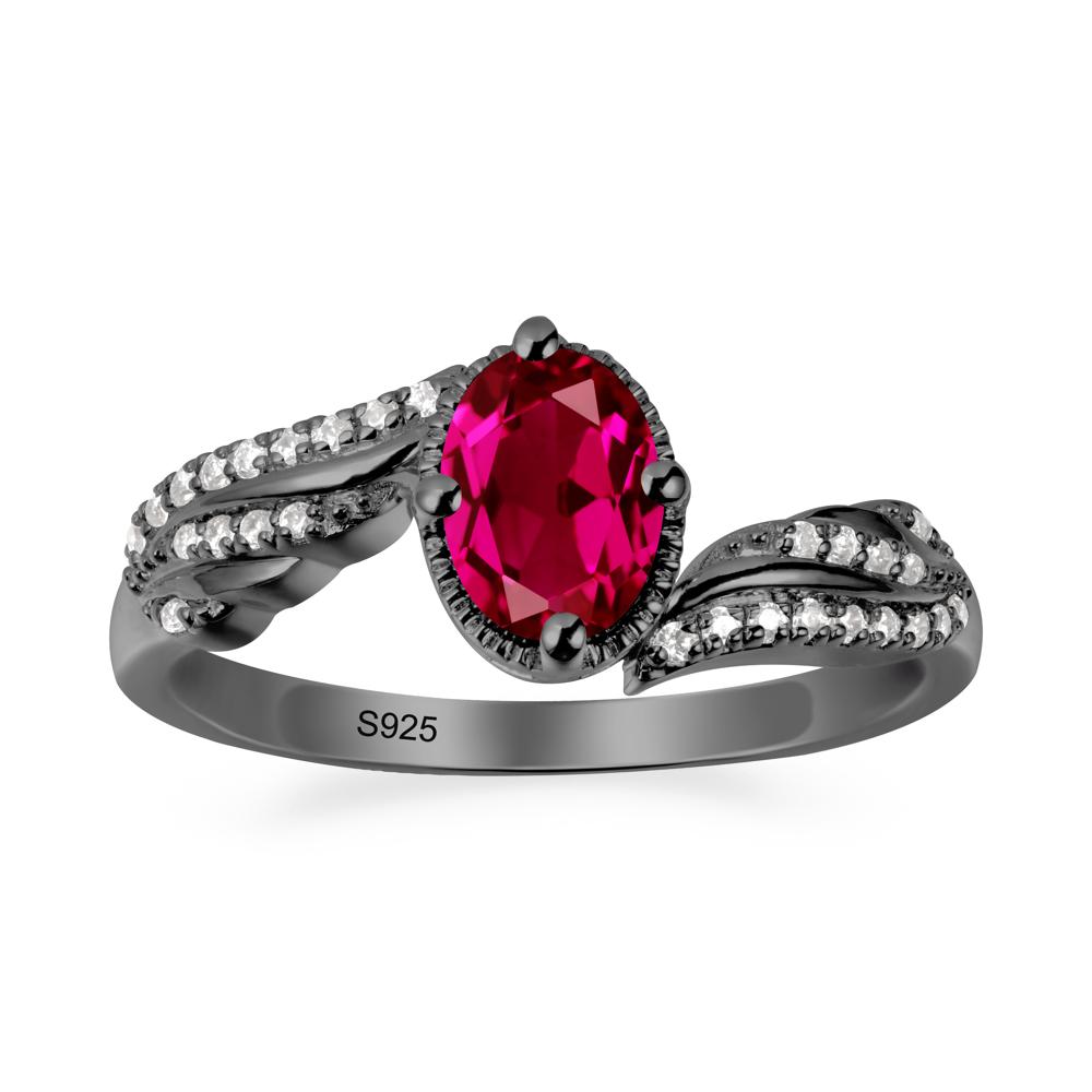 Bypass Band Oval Ruby Ring - LUO Jewelry #metal_black finish sterling silver
