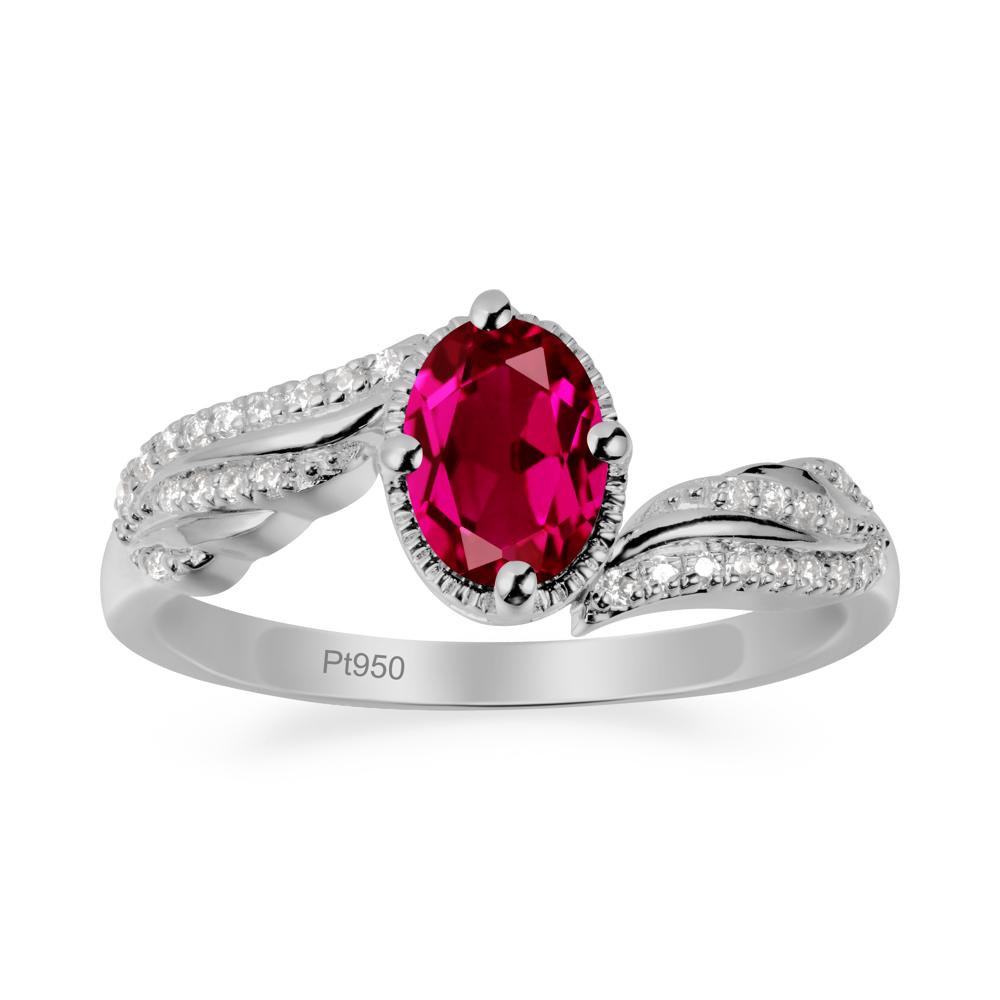 Bypass Band Oval Ruby Ring - LUO Jewelry #metal_platinum
