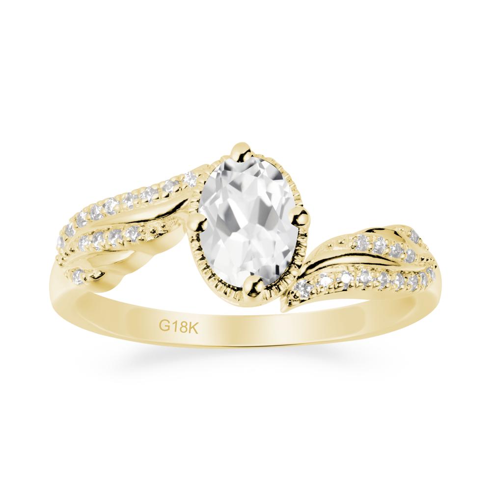 Angel Wings Inspired White Topaz Ring - LUO Jewelry #metal_18k yellow gold