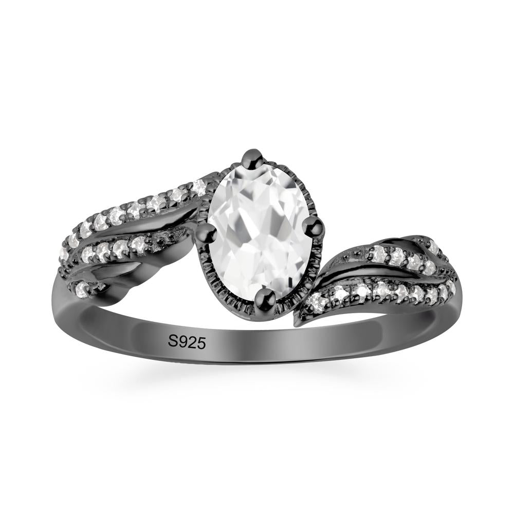 Angel Wings Inspired White Topaz Ring - LUO Jewelry #metal_black finish sterling silver