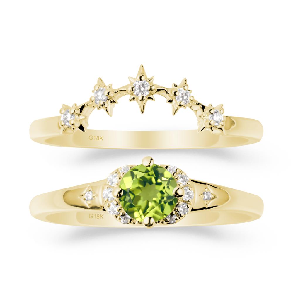 Celestial Round Peridot Ring Set - LUO Jewelry #metal_18k yellow gold