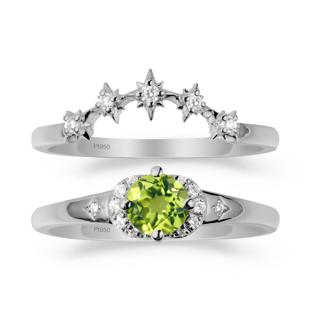Celestial Round Peridot Ring Set - LUO Jewelry #metal_platinum