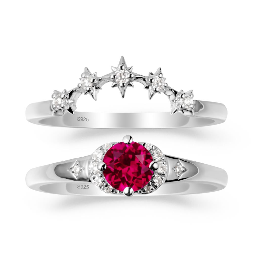 Celestial Round Ruby Ring Set - LUO Jewelry #metal_sterling silver