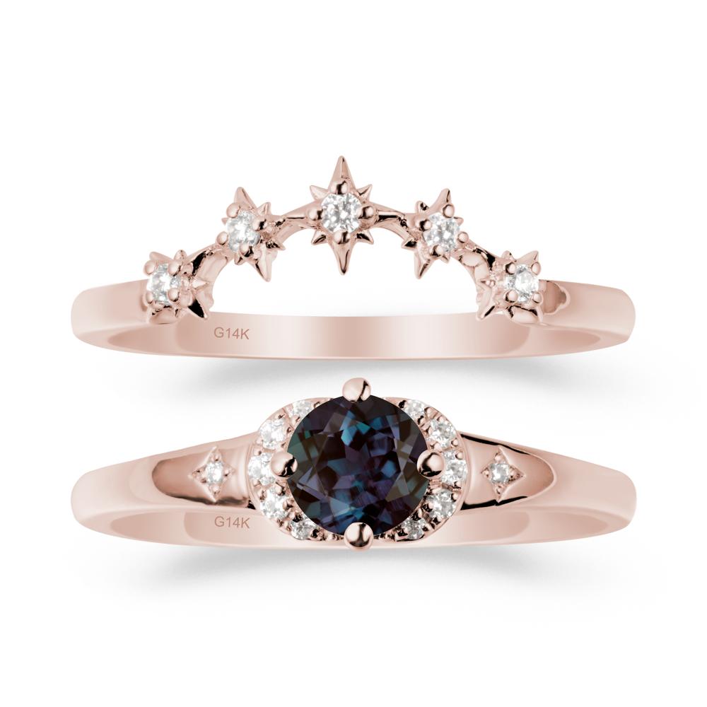 Moon and Star Alexandrite Celestial Ring Set - LUO Jewelry #metal_xxxxx