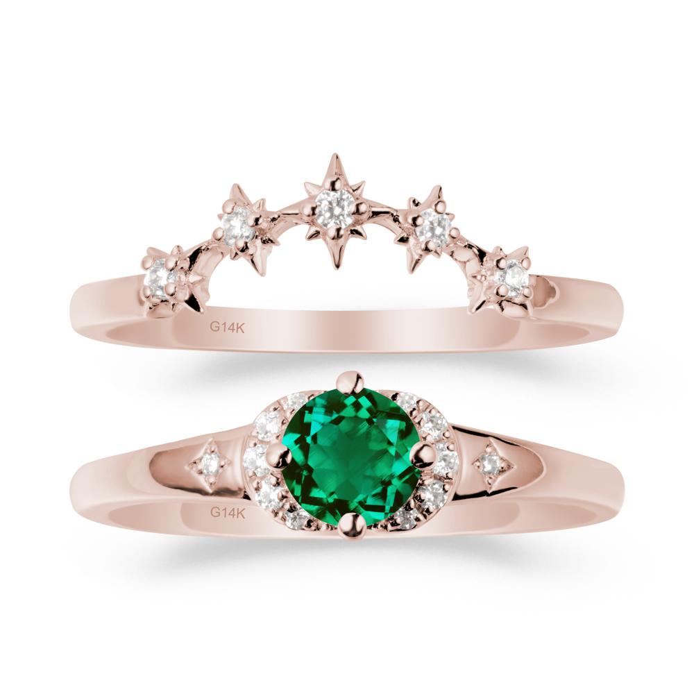 Celestial Round Emerald Ring Set - LUO Jewelry #metal_xxxxx