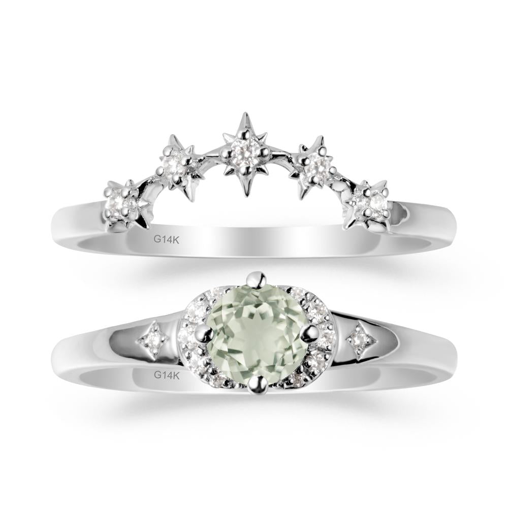 Moon and Star Green Amethyst Celestial Ring Set - LUO Jewelry #metal_xxxxx