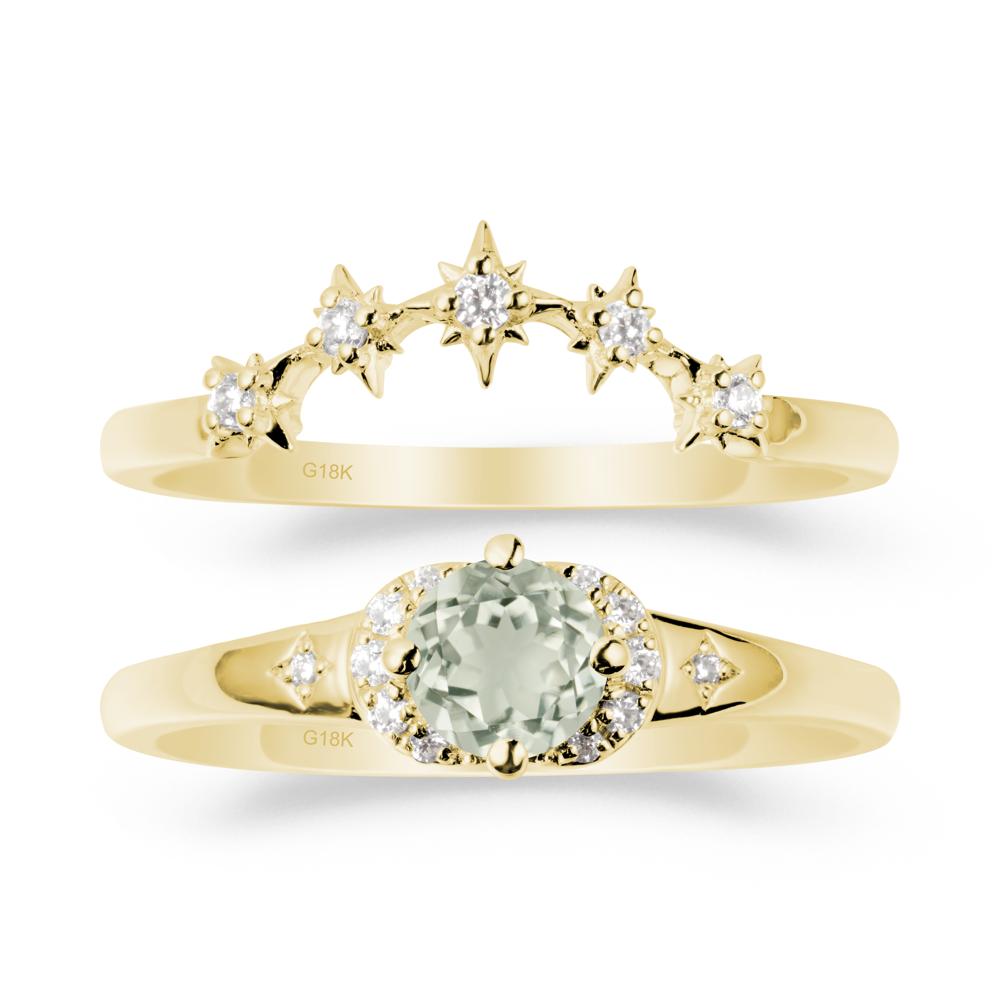 Moon and Star Green Amethyst Celestial Ring Set - LUO Jewelry #metal_xxxxx