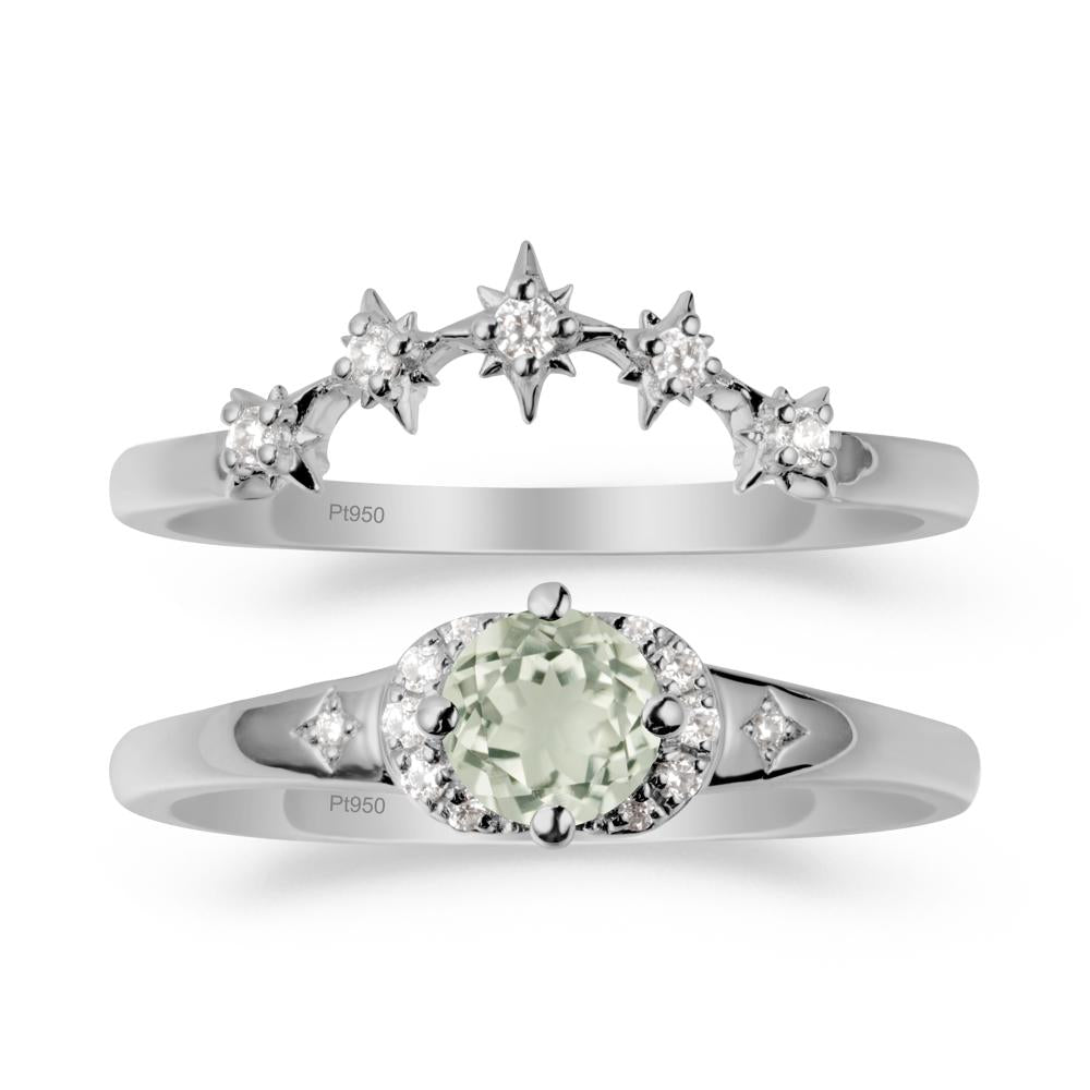 Moon and Star Green Amethyst Celestial Ring Set - LUO Jewelry #metal_xxxxx