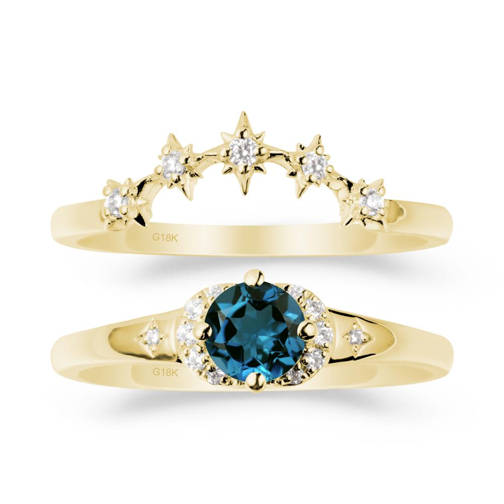 Moon and Star London Blue Topaz Celestial Ring Set - LUO Jewelry #metal_xxxxx
