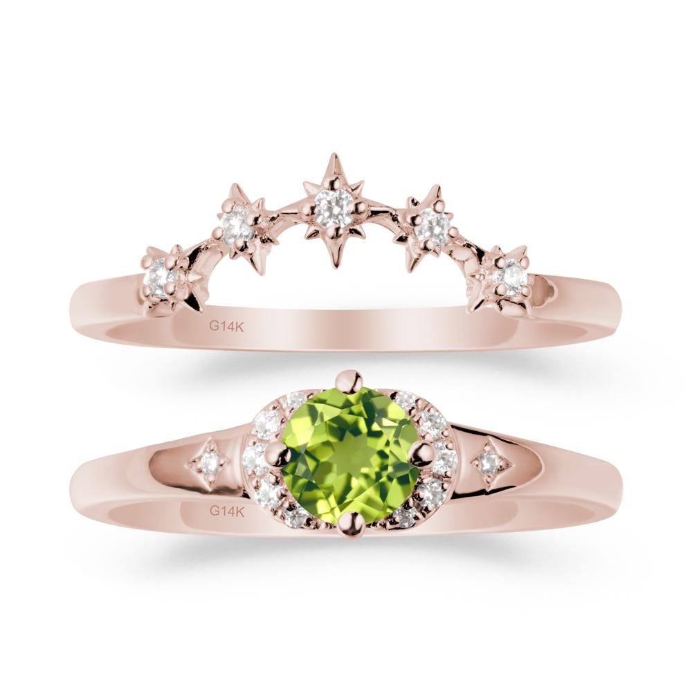 Celestial Round Peridot Ring Set - LUO Jewelry #metal_xxxxx
