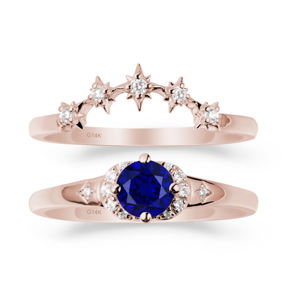 Sapphire Halo and Star Crown Ring Set - LUO Jewelry #metal_xxxxx