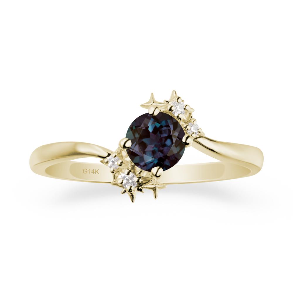 Round Alexandrite Bypass Ring - LUO Jewelry #metal_14k yellow gold