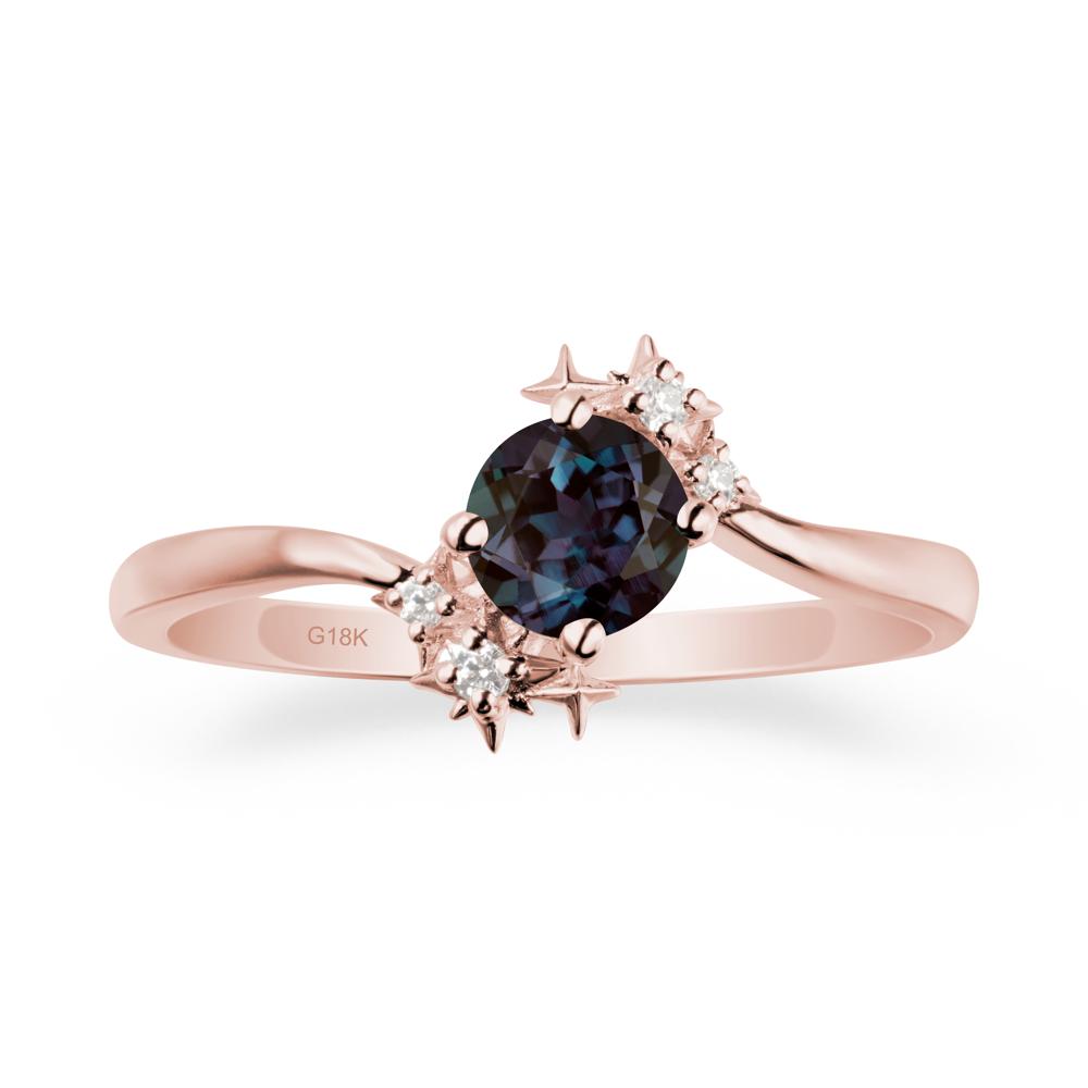 Round Alexandrite Bypass Ring - LUO Jewelry #metal_18k rose gold