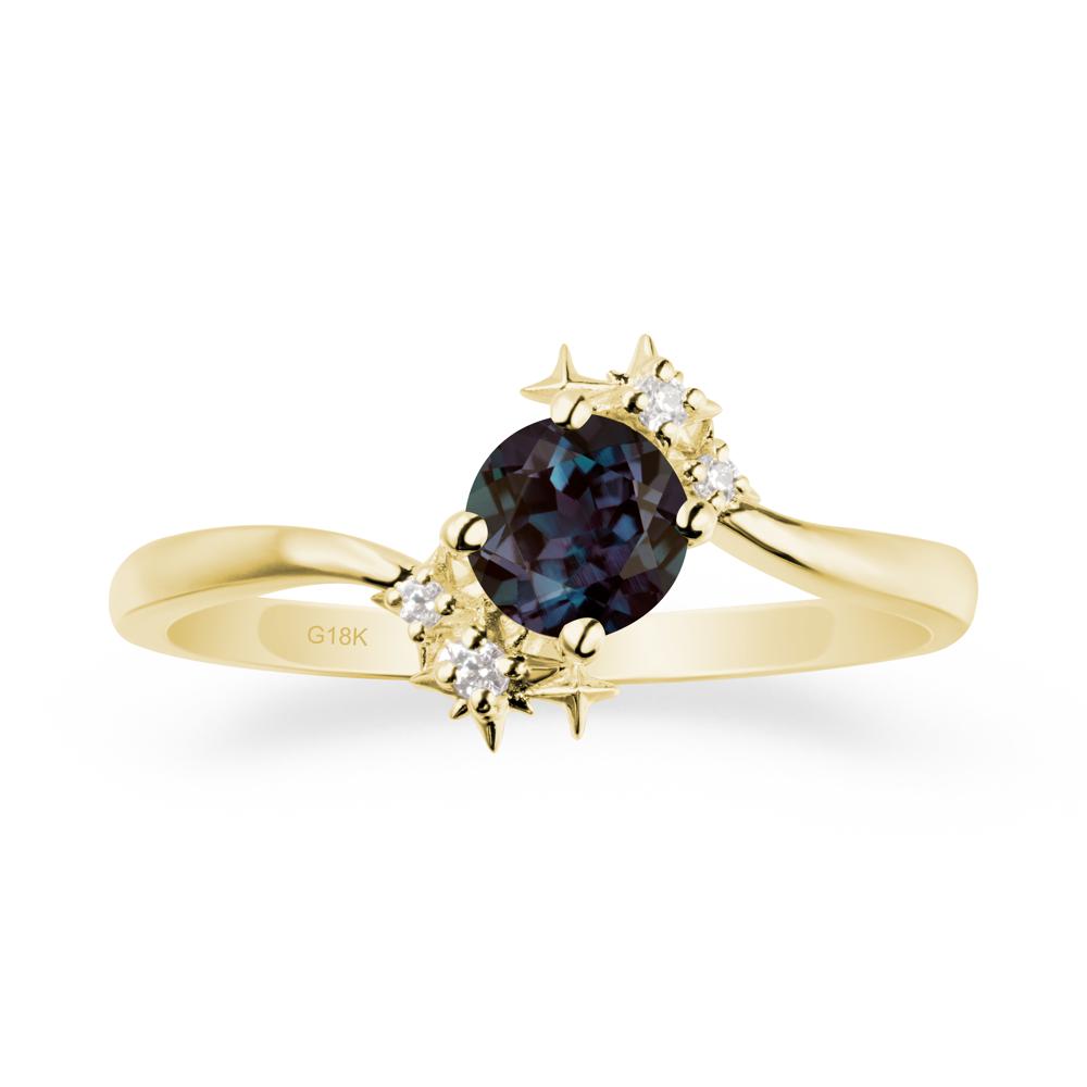 Round Alexandrite Bypass Ring - LUO Jewelry #metal_18k yellow gold