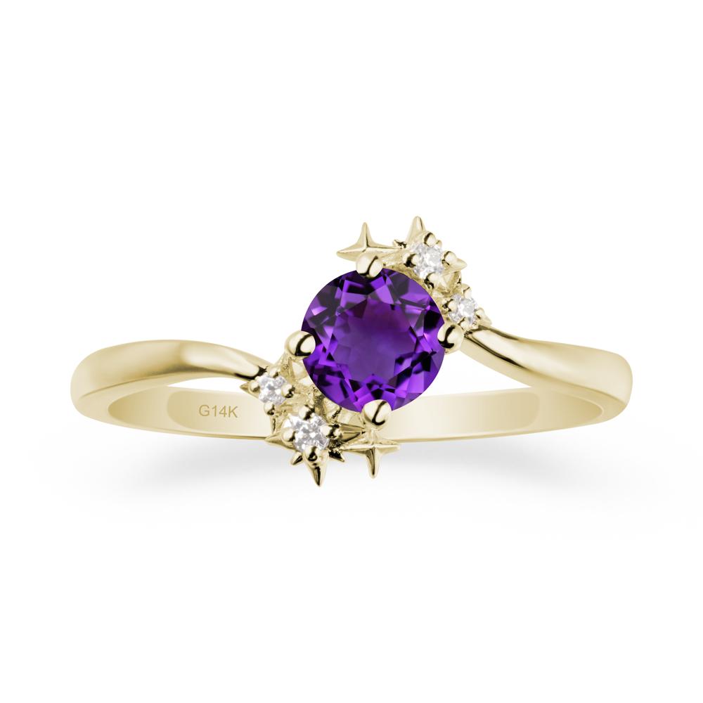 Star Round Amethyst Celestial Ring - LUO Jewelry #metal_14k yellow gold