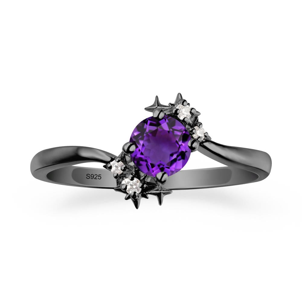 Star Round Amethyst Celestial Ring - LUO Jewelry #metal_black finish sterling silver