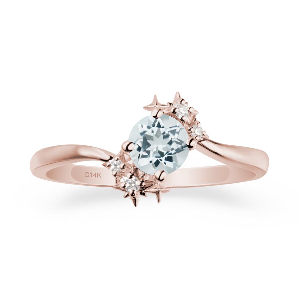 Bypass Round Aquamarine Statement Ring - LUO Jewelry #metal_14k rose gold