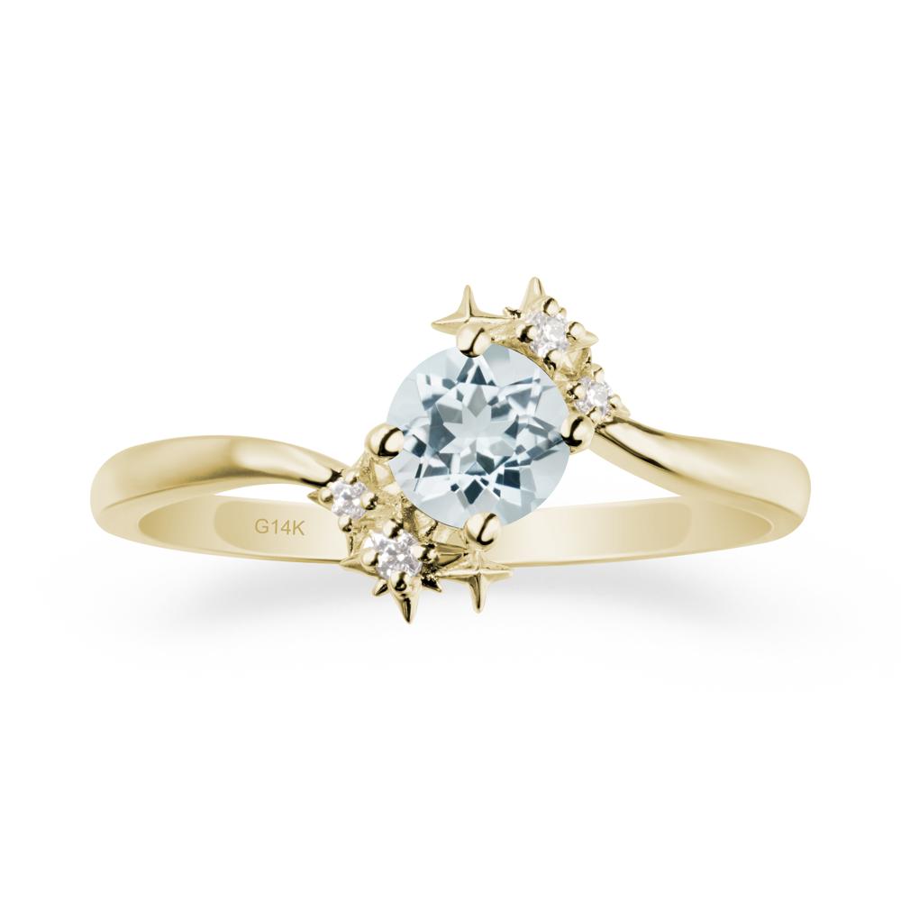 Bypass Round Aquamarine Statement Ring - LUO Jewelry #metal_14k yellow gold
