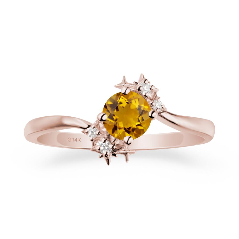 Star Round Citrine Celestial Ring - LUO Jewelry #metal_14k rose gold