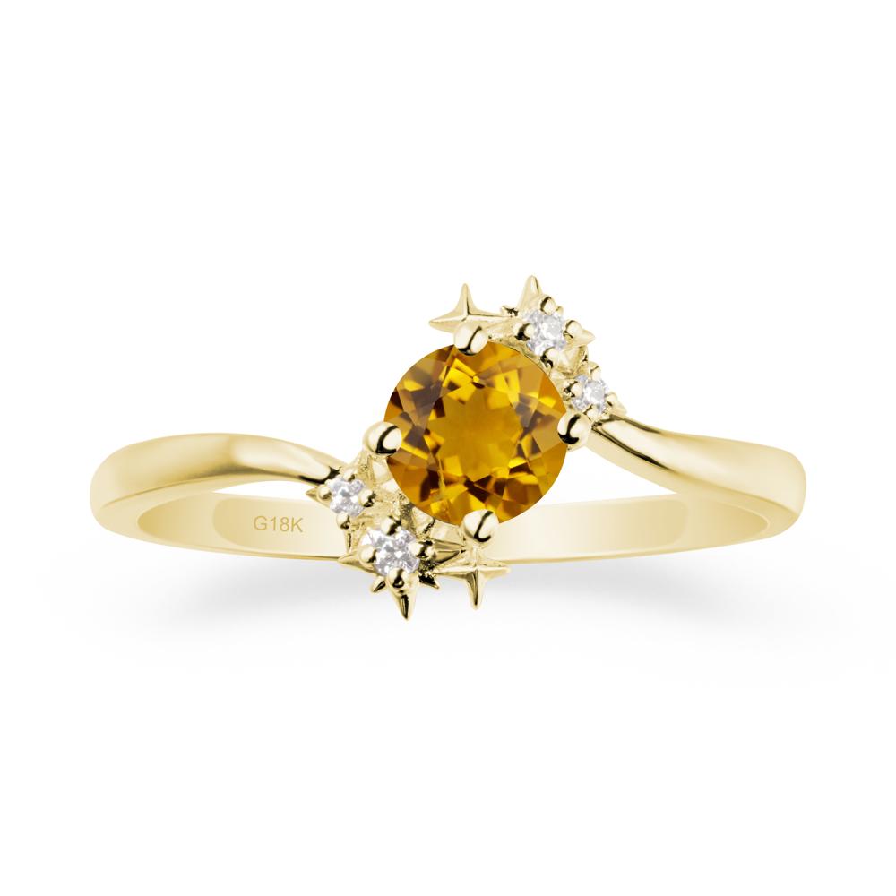 Star Round Citrine Celestial Ring - LUO Jewelry #metal_18k yellow gold