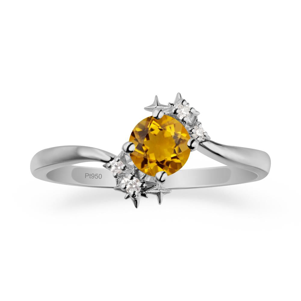 Star Round Citrine Celestial Ring - LUO Jewelry #metal_platinum