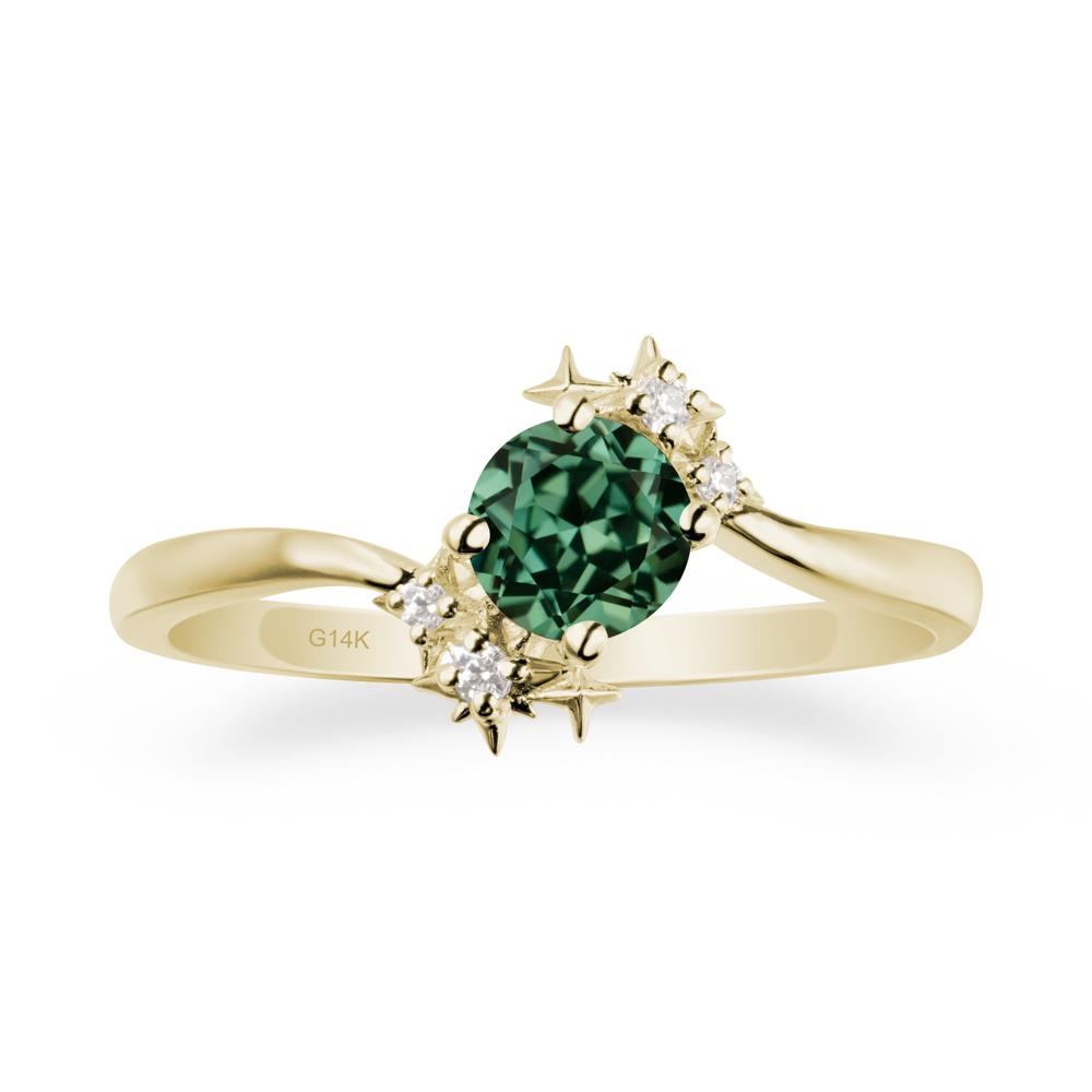 Star Round Green Sapphire Celestial Ring - LUO Jewelry #metal_14k yellow gold